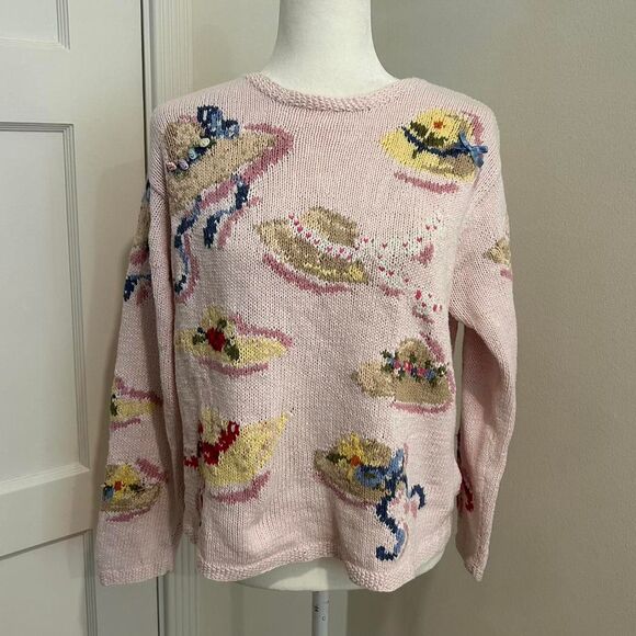 Sweaters - Talbots Handknit Printed Hats Sweater